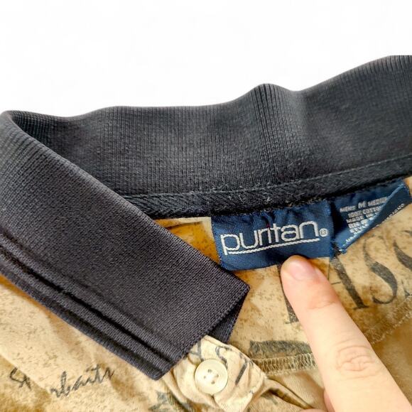 Vintage Puritan All Over Bass Fishing Lure Print Fishermancore Polo S/S Shirt M - Picture 6 of 7